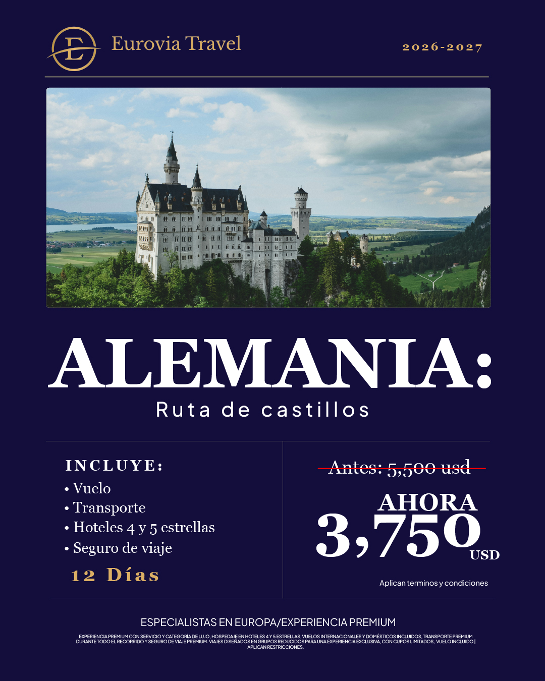 Alemania: Ruta de Castillos · 12 días · desde $3,750 USD