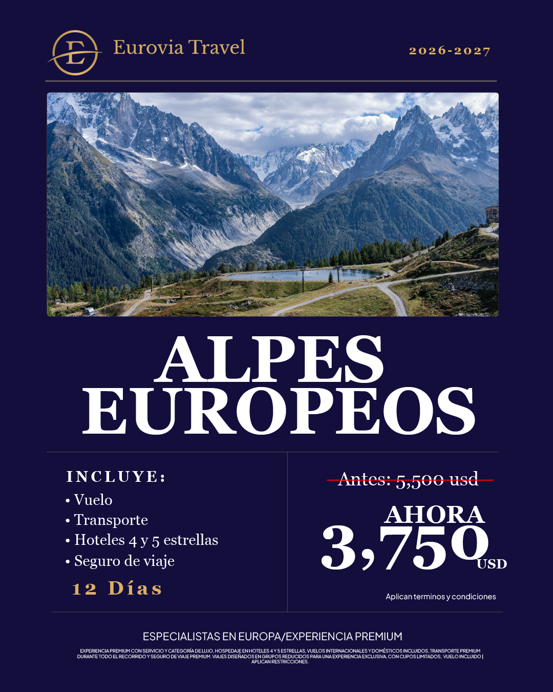 Alpes Europeos · 12 días · desde $3,750 USD