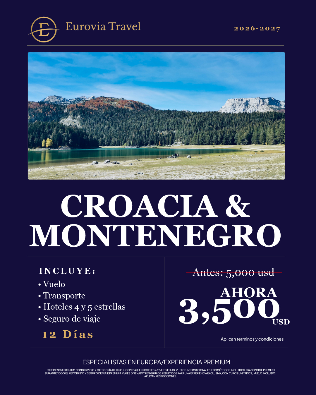 Croacia & Montenegro · 12 días · desde $3,500 USD