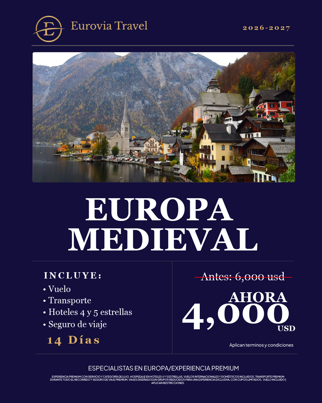 Europa Medieval · 14 días · desde $4,000 USD