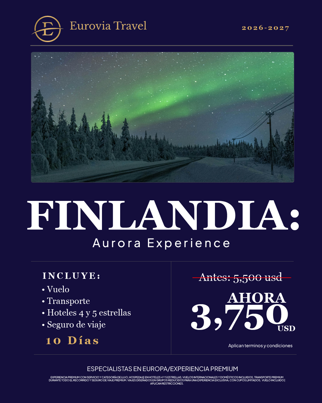 Finlandia: Aurora Experience · 10 días · desde $3,750 USD