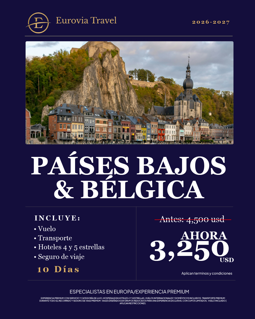 Países Bajos & Bélgica · 10 días · desde $3,250 USD